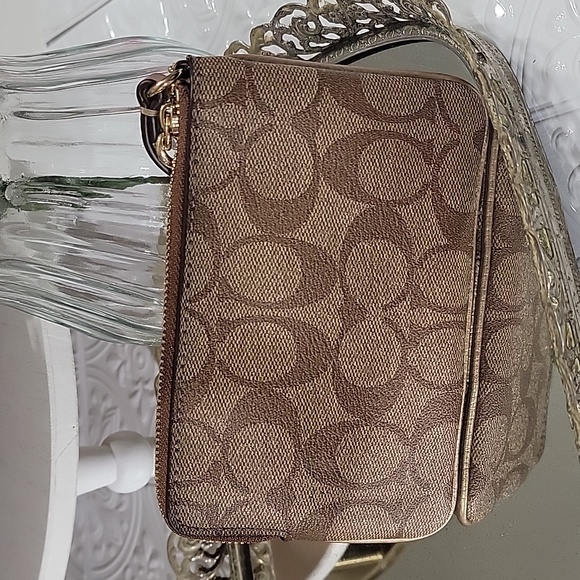 Coach Monogram Coated Canvas Corner Zip Wristlet - Picture 4 of 9